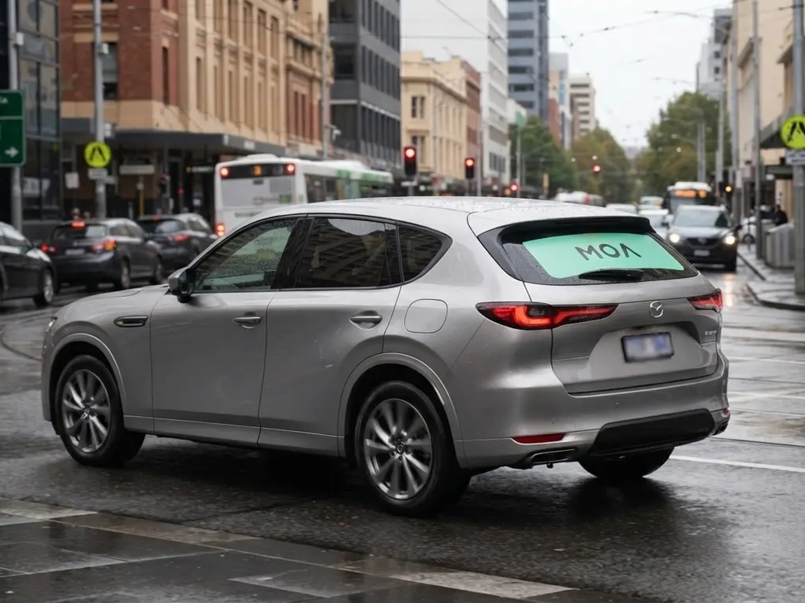MOA branded SUV in queued Adelaide traffic at peak hour